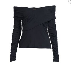NWOT Midnight Blue Off the Shoulder Rouched Top Size XS